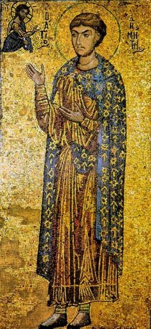 Икона святого Великомученика Димитрия Солунского, Мироточивого.  <p>Мозайчная икона второй половины 12ого века.</p>